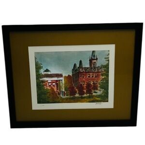 Original Watercolor Painting Framed Art Signed Matted 12x15 Architecture